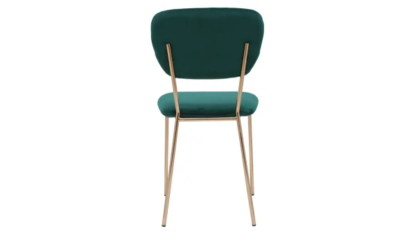 Chaises Design En Tissu Velours Gaufré Vert Foncé Et Métal Doré (lot De 2) LEPIDUS 6