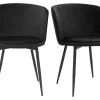 Chaises Design En Tissu Velours Noir Et Métal Noir (lot De 2) SERIF 25