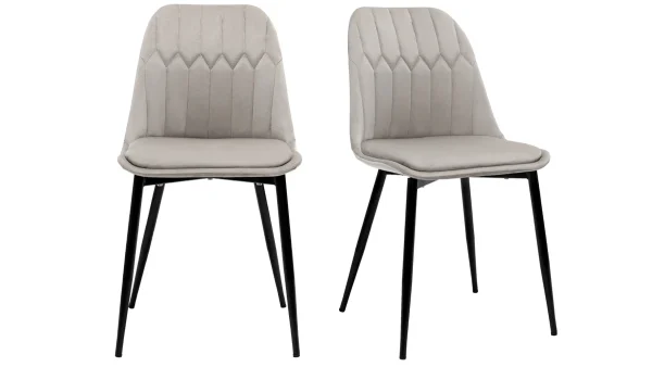 Chaises Design En Tissu Velours Taupe Et Métal Noir (lot De 2) FUSE Achat 1