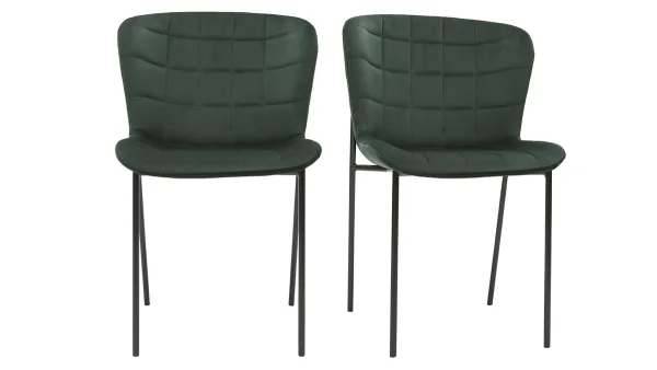 Chaises Design En Tissu Velours Vert Foncé Et Métal Noir (lot De 2) SAIGA boutique en ligne 1