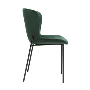 Chaises Design En Tissu Velours Vert Foncé Et Métal Noir (lot De 2) SAIGA 14