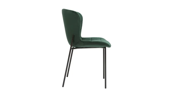 Chaises Design En Tissu Velours Vert Foncé Et Métal Noir (lot De 2) SAIGA 5