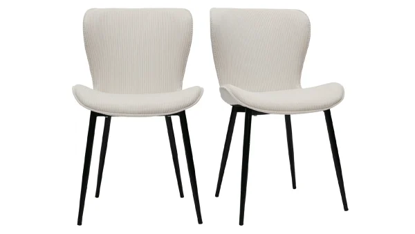 Chaises Design En Tisu Velours Côtelé Beige Et Métal Noir (lot De 2) ADDICT 1