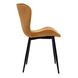 Chaises Design En Velours Côtelé Jaune Curry Et Métal Noir (lot De 2) ADDICT 15