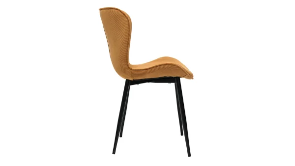 Chaises Design En Velours Côtelé Jaune Curry Et Métal Noir (lot De 2) ADDICT 5