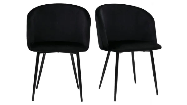 Chaises Design En Velours Noir (lot De 2) VANITY vente chaude 1