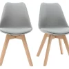 Chaises Design Gris Et Bois Clair Massif (lot De 2) PAULINE Achat 35