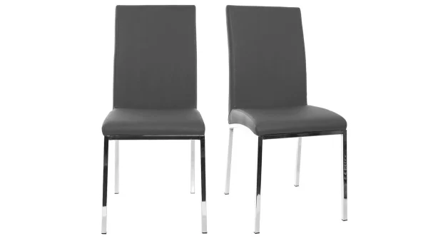 Chaises Design Gris Et Métal Acier Chromé (lot De 2) SIMEA 1