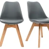 Chaises Design Grises Avec Pieds Bois Clair Massif (lot De 2) PAULINE Authentic Original licence 32