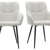 Les achats en ligne Chaises Design Matelassées En Tissu Velours Texturé Beige Et Métal Noir (lot De 2) MONTERO 20