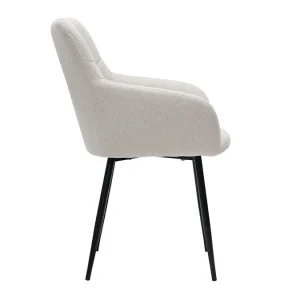 Les achats en ligne Chaises Design Matelassées En Tissu Velours Texturé Beige Et Métal Noir (lot De 2) MONTERO 16