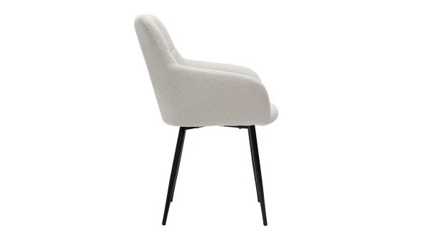 Chaises Design Matelassées En Tissu Velours Texturé Beige Et Métal Noir (lot De 2) MONTERO 5