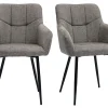 Chaises Design Matelassées En Tissu Velours Texturé Gris Et Métal Noir (lot De 2) MONTERO 26