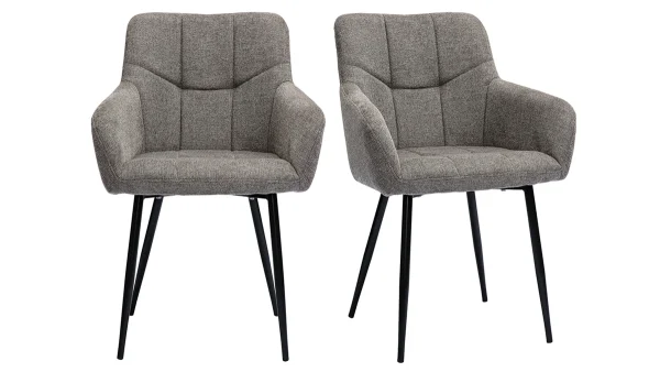 grossiste en ligne Chaises Design Matelassées En Tissu Velours Texturé Gris Et Métal Noir (lot De 2) MONTERO 1