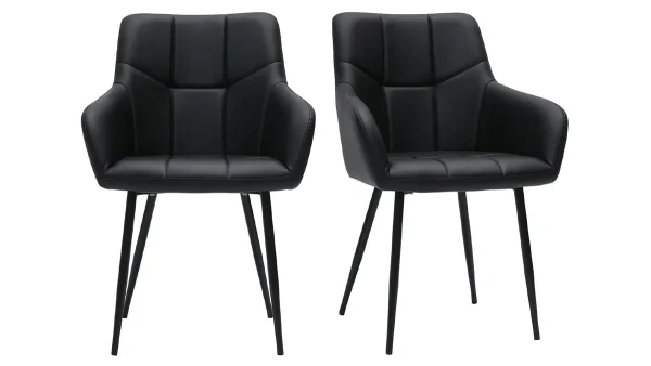 Chaises Design Matelassées Noires Et Métal Noir (lot De 2) MONTERO soldes luxe 1