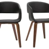 marque pas cher Chaises Design Noir Et Bois Foncé Noyer (lot De 2) SLAM 23