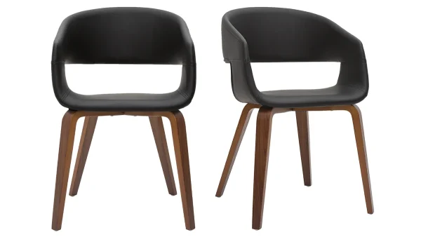 marque pas cher Chaises Design Noir Et Bois Foncé Noyer (lot De 2) SLAM 1