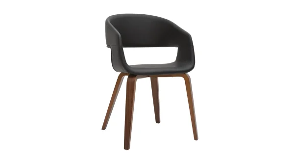 marque pas cher Chaises Design Noir Et Bois Foncé Noyer (lot De 2) SLAM 4