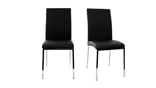 Chaises Design Noires Et Métal Acier Chromé (lot De 2) SIMEA 1