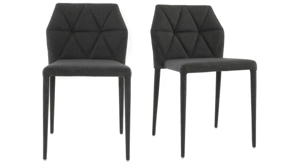 Les achats en ligne Chaises Empilables Design En Tissu Gris Foncé (lot De 2) KARLA 1