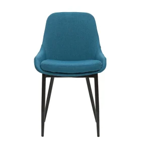 soldes Chaises En Tissu Bleu Canard Et Métal Noir (lot De 2) HOLO 11