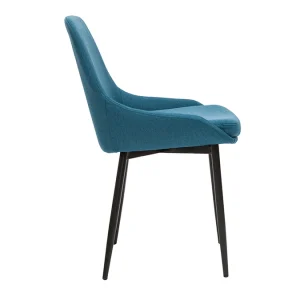 Chaises En Tissu Bleu Canard Et Métal Noir (lot De 2) HOLO 15