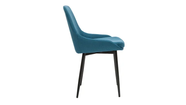 Chaises En Tissu Bleu Canard Et Métal Noir (lot De 2) HOLO 5