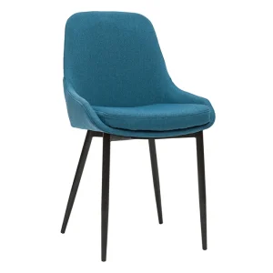 Chaises En Tissu Bleu Canard Et Métal Noir (lot De 2) HOLO 13