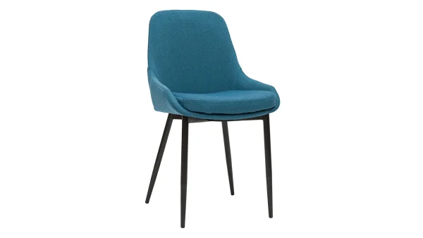 Chaises En Tissu Bleu Canard Et Métal Noir (lot De 2) HOLO 4