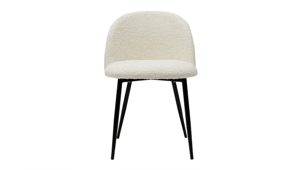 Chaises En Tissu Effet Laine Bouclée écru Et Métal Noir (lot De 2) CELESTE 3