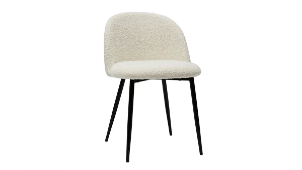 Chaises En Tissu Effet Laine Bouclée écru Et Métal Noir (lot De 2) CELESTE 4