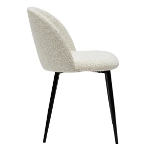 Chaises En Tissu Effet Laine Bouclée écru Et Métal Noir (lot De 2) CELESTE 18