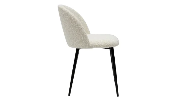 Chaises En Tissu Effet Laine Bouclée écru Et Métal Noir (lot De 2) CELESTE 5