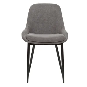 Chaises En Tissu Effet Velours Gris Et Métal Noir (lot De 2) HOLO 11