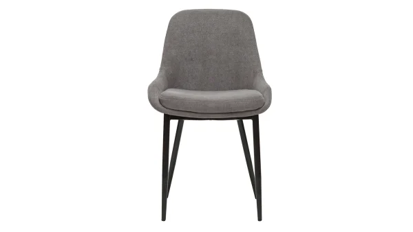 Chaises En Tissu Effet Velours Gris Et Métal Noir (lot De 2) HOLO 3