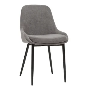 Chaises En Tissu Effet Velours Gris Et Métal Noir (lot De 2) HOLO 13