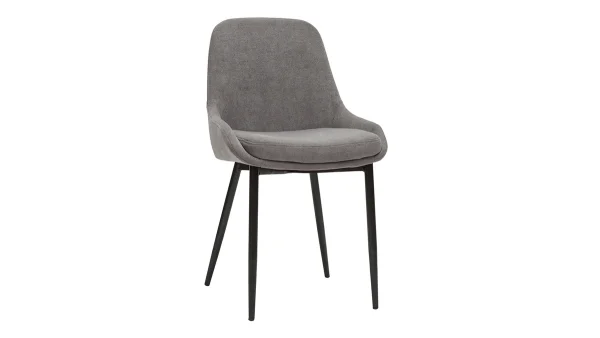 Chaises En Tissu Effet Velours Gris Et Métal Noir (lot De 2) HOLO 4