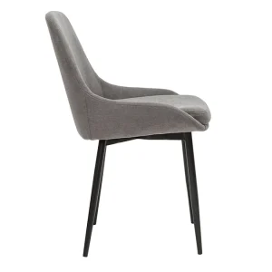 Chaises En Tissu Effet Velours Gris Et Métal Noir (lot De 2) HOLO 15