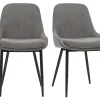 Chaises En Tissu Effet Velours Gris Et Métal Noir (lot De 2) HOLO 29