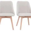 Chaises En Tissu Effet Velours Texturé Beige Et Bois Clair Massif (lot De 2) HIGGINS 28