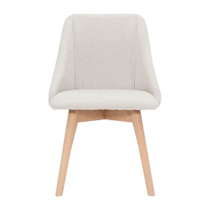 Chaises En Tissu Effet Velours Texturé Beige Et Bois Clair Massif (lot De 2) HIGGINS 12