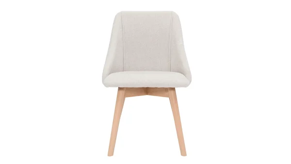 Chaises En Tissu Effet Velours Texturé Beige Et Bois Clair Massif (lot De 2) HIGGINS 3