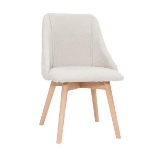 Chaises En Tissu Effet Velours Texturé Beige Et Bois Clair Massif (lot De 2) HIGGINS 14