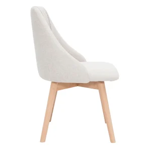 Chaises En Tissu Effet Velours Texturé Beige Et Bois Clair Massif (lot De 2) HIGGINS 16