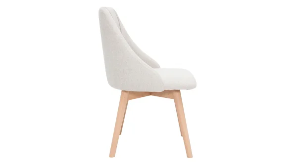 Chaises En Tissu Effet Velours Texturé Beige Et Bois Clair Massif (lot De 2) HIGGINS 5