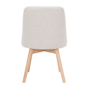 Chaises En Tissu Effet Velours Texturé Beige Et Bois Clair Massif (lot De 2) HIGGINS 18