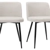 Chaises En Tissu Effet Velours Texturé Beige Et Métal Noir (lot De 2) MONTI Pas Cher soldes France 28