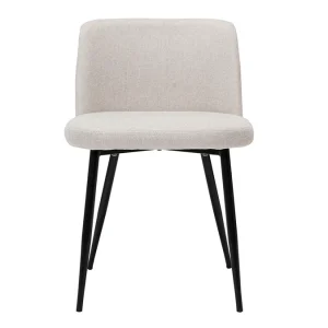 Chaises En Tissu Effet Velours Texturé Beige Et Métal Noir (lot De 2) MONTI Pas Cher soldes France 13