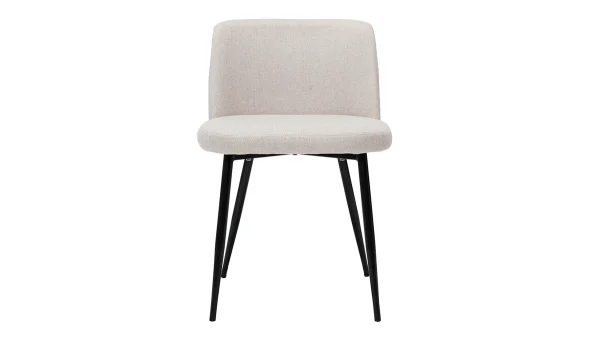 Chaises En Tissu Effet Velours Texturé Beige Et Métal Noir (lot De 2) MONTI Pas Cher soldes France 3