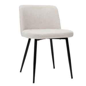 Chaises En Tissu Effet Velours Texturé Beige Et Métal Noir (lot De 2) MONTI Pas Cher soldes France 15